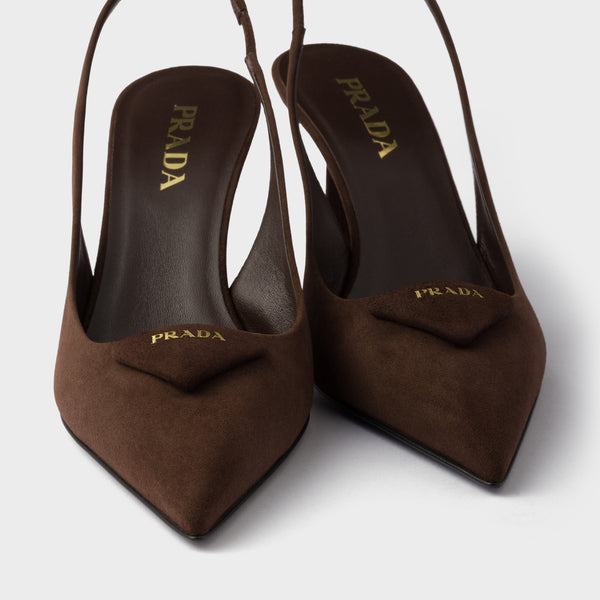 Suede slingback pumps