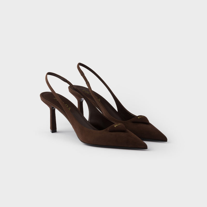 Suede slingback pumps