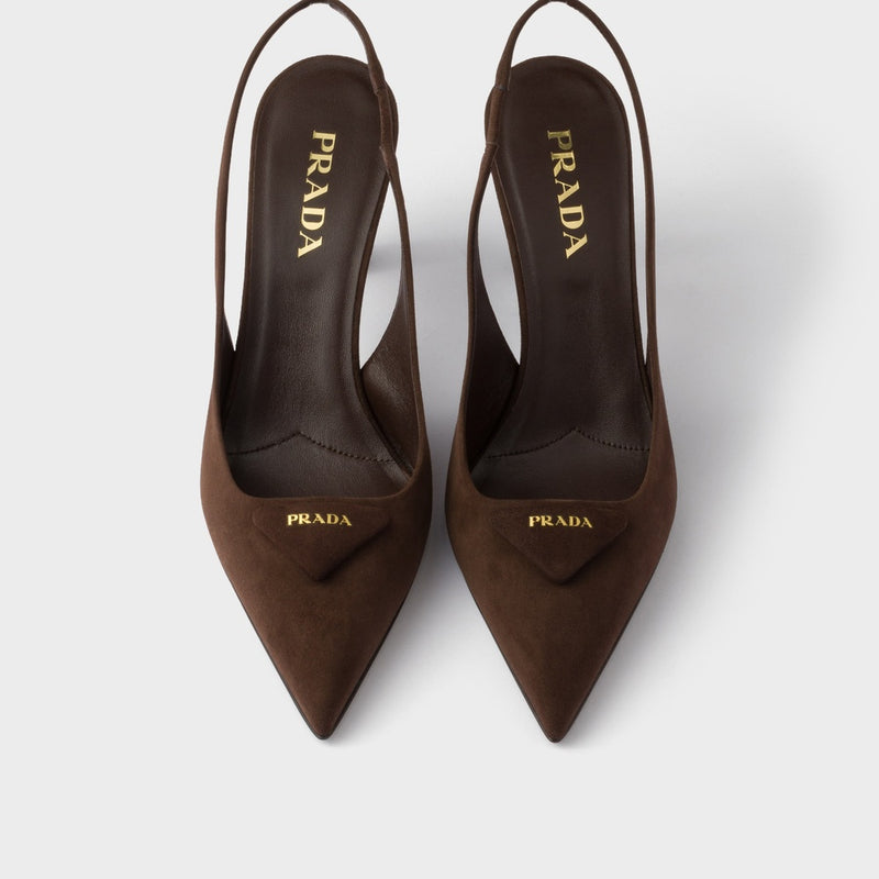 Suede slingback pumps