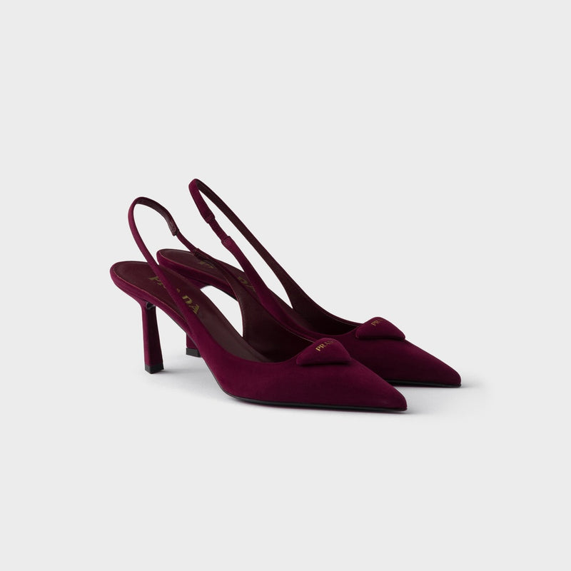 Suede slingback pumps