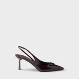 Patent leather slingback pumps