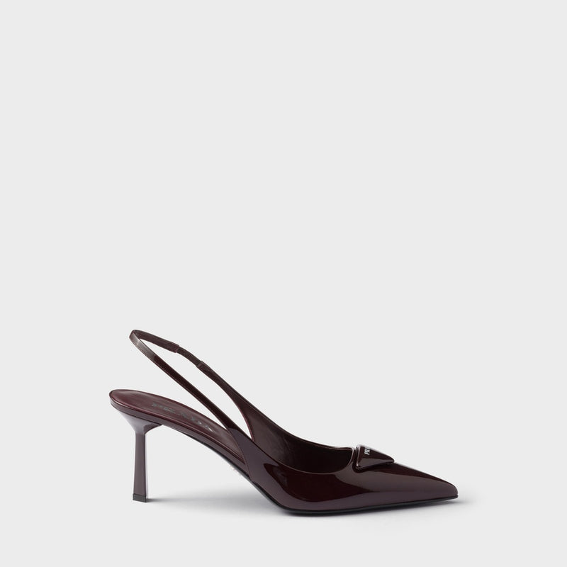 Patent leather slingback pumps