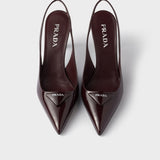 Patent leather slingback pumps