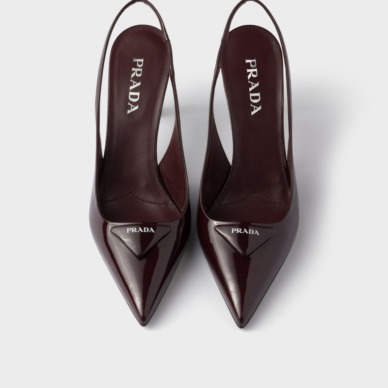 Patent leather slingback pumps