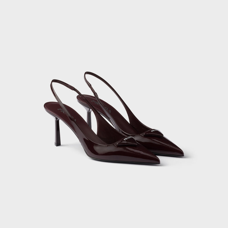Patent leather slingback pumps
