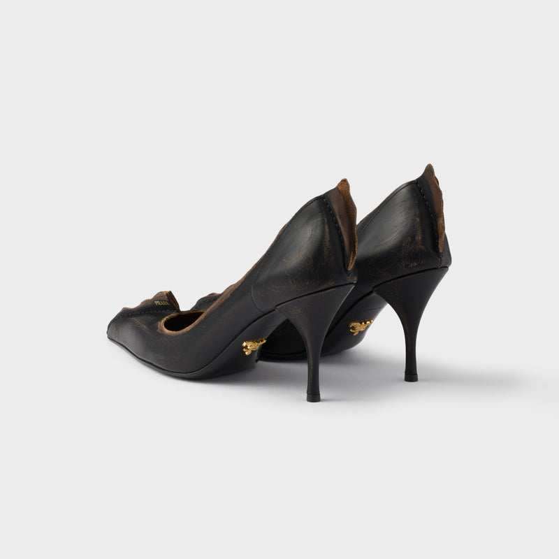 Antiqued leather pumps