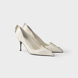 Antiqued leather pumps