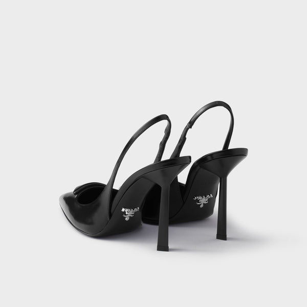 Brushed leather slingback pumps