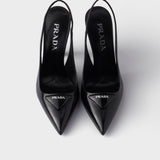 Brushed leather slingback pumps