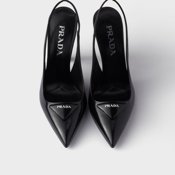 Brushed leather slingback pumps