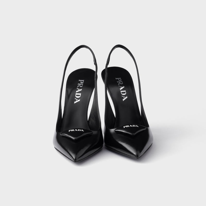 Brushed leather slingback pumps