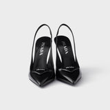 Brushed leather slingback pumps