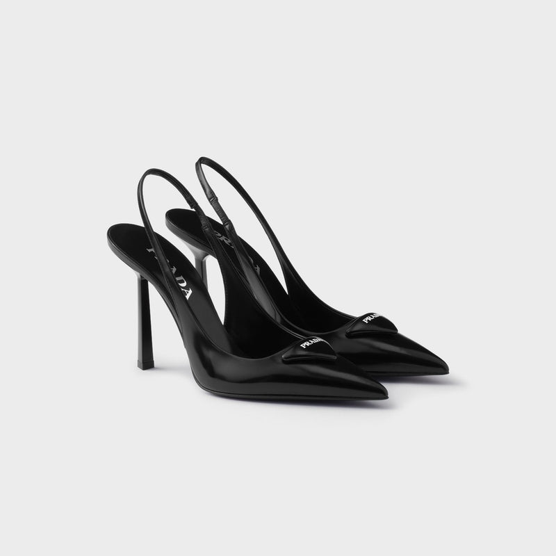 Brushed leather slingback pumps