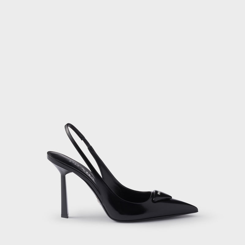 Brushed leather slingback pumps