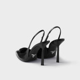 Brushed leather slingback pumps