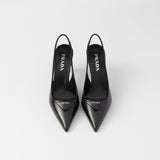 Brushed leather slingback pumps