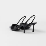 Brushed leather slingback pumps