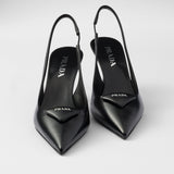 Brushed leather slingback pumps