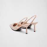 Brushed leather slingback pumps