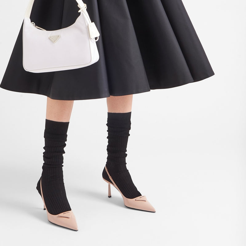 Brushed leather slingback pumps