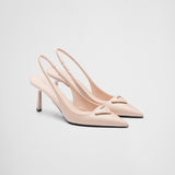 Brushed leather slingback pumps