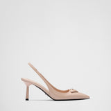 Brushed leather slingback pumps