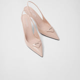 Brushed leather slingback pumps