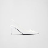 Brushed leather slingback pumps