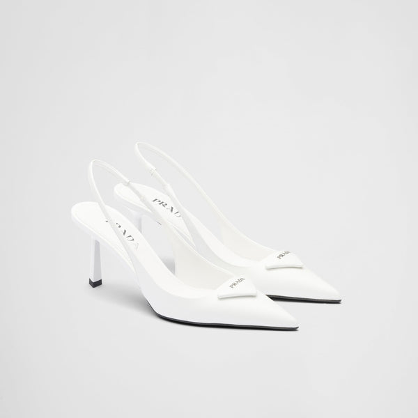 Brushed leather slingback pumps