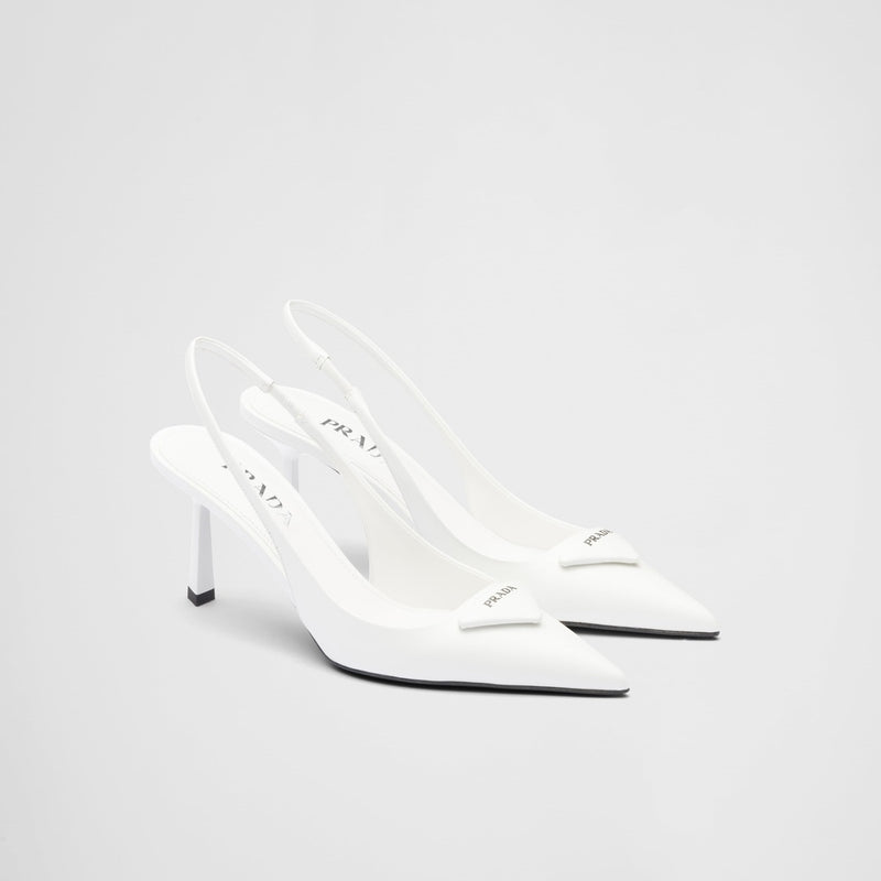 Brushed leather slingback pumps