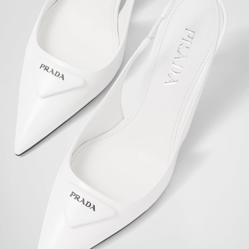 Brushed leather slingback pumps