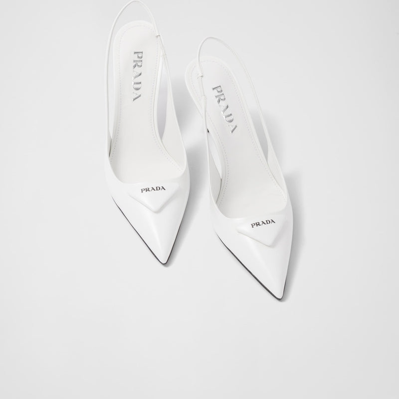 Brushed leather slingback pumps