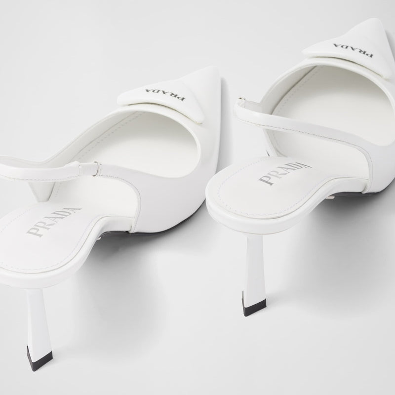 Brushed leather slingback pumps