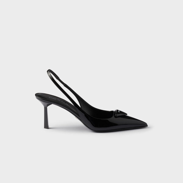 Patent leather slingback pumps