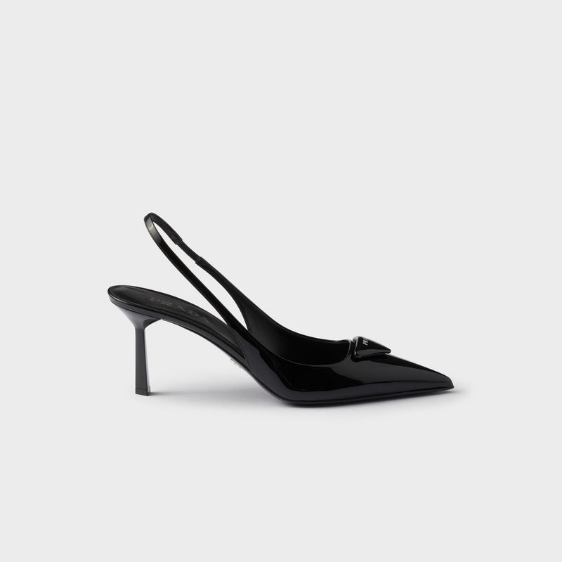 Patent leather slingback pumps