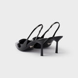 Patent leather slingback pumps