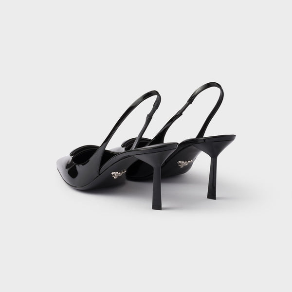 Patent leather slingback pumps