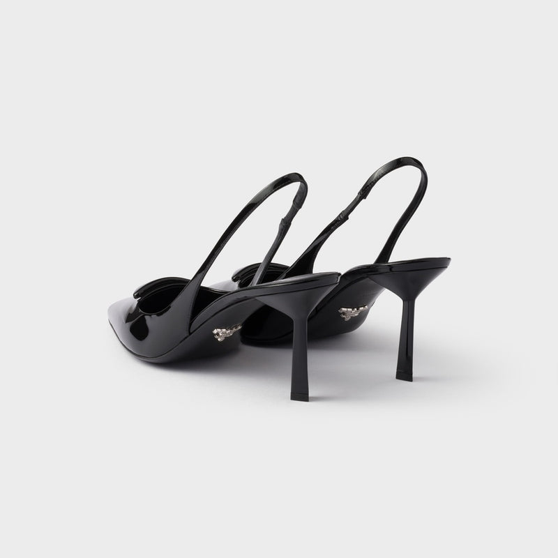 Patent leather slingback pumps