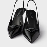 Patent leather slingback pumps