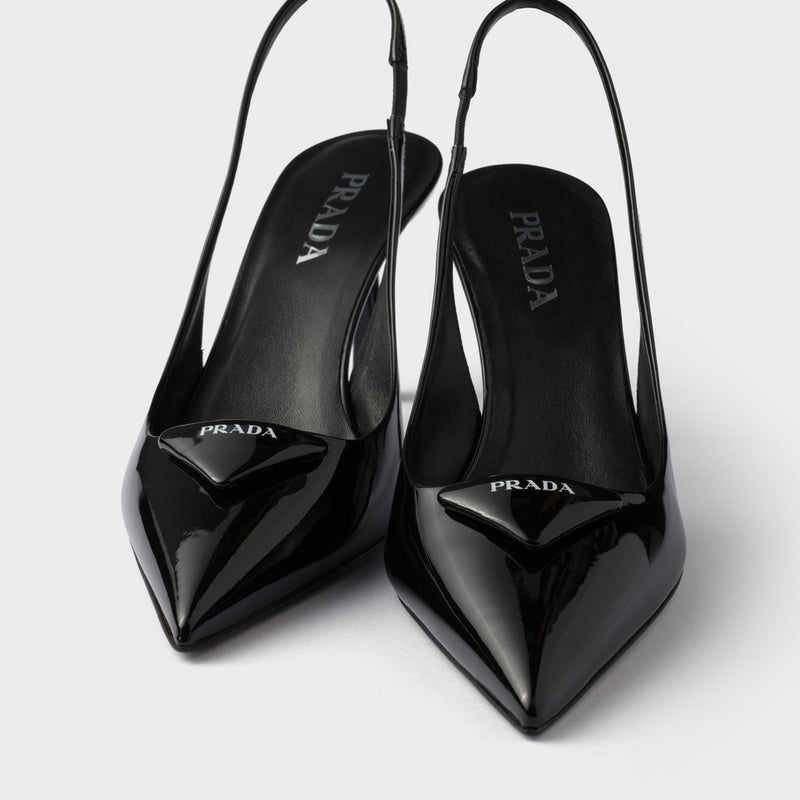 Patent leather slingback pumps