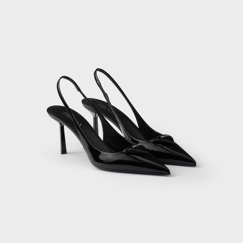Patent leather slingback pumps