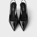Patent leather slingback pumps