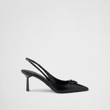 Saffiano patent leather slingback pumps
