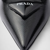 Saffiano patent leather slingback pumps