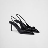 Saffiano patent leather slingback pumps
