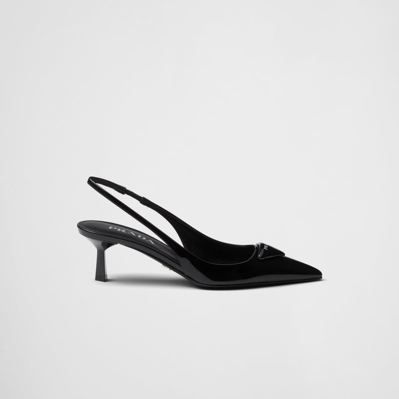 Patent leather slingback pumps