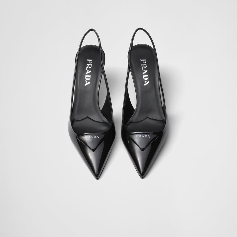 Patent leather slingback pumps