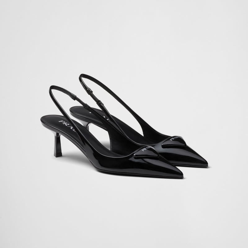 Patent leather slingback pumps