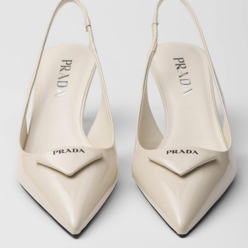 Patent leather slingback pumps