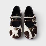 Printed leather ballerinas